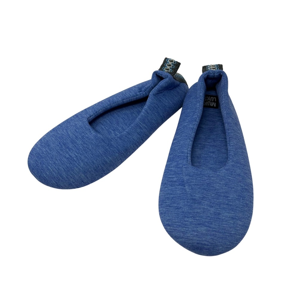 Muk Luks Womens Ballerina Slippers Blue Heathered Indoor Lounge Shoes - Picture 3 of 8